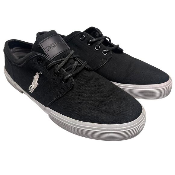 Polo Ralph Lauren Men's Classic Faxon Black Canvas Sneaker Sz 10 D Preppy Retro - Picture 1 of 16